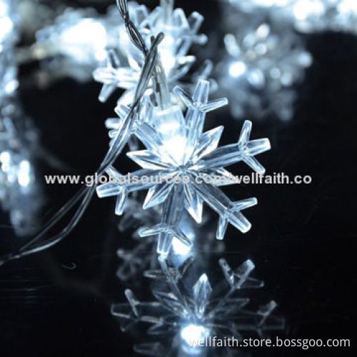 Christmas decorated string of light with the snowflake decoration